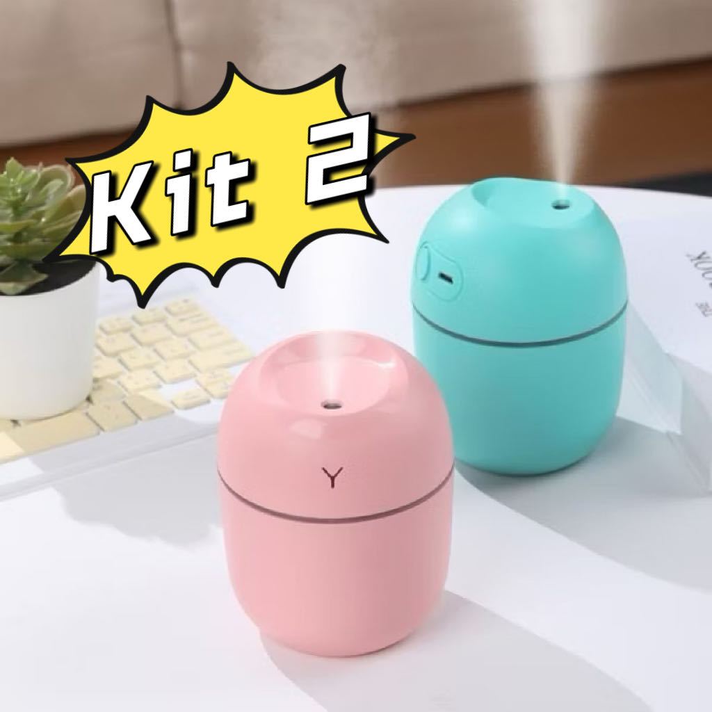 Kit 2 Mini Umidificador Para Carro Quarto Escritório 220ML Difusor Aromatizador Egg Portátil Usb Led Umidificador De Ar