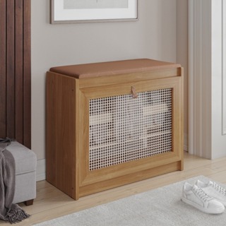 Sapateira Banco Com Assento Em Corino Preto ou Marrom Porta Basculante Madeira moderno oferta em Oferta na Shopee