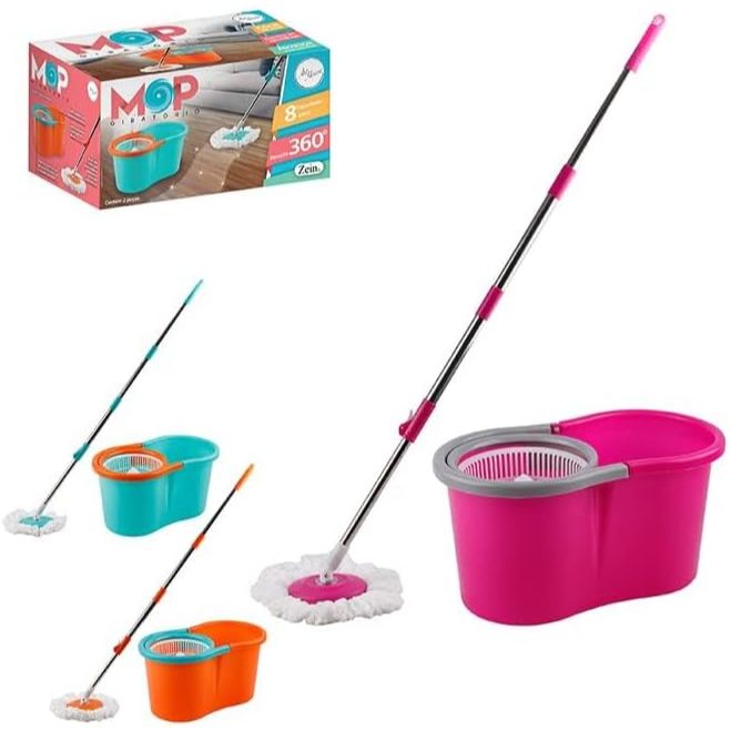 Mop Esfregão Refil Giratório Inox 360° tipo Flash Com Capacidade de 8 Litros - Art house