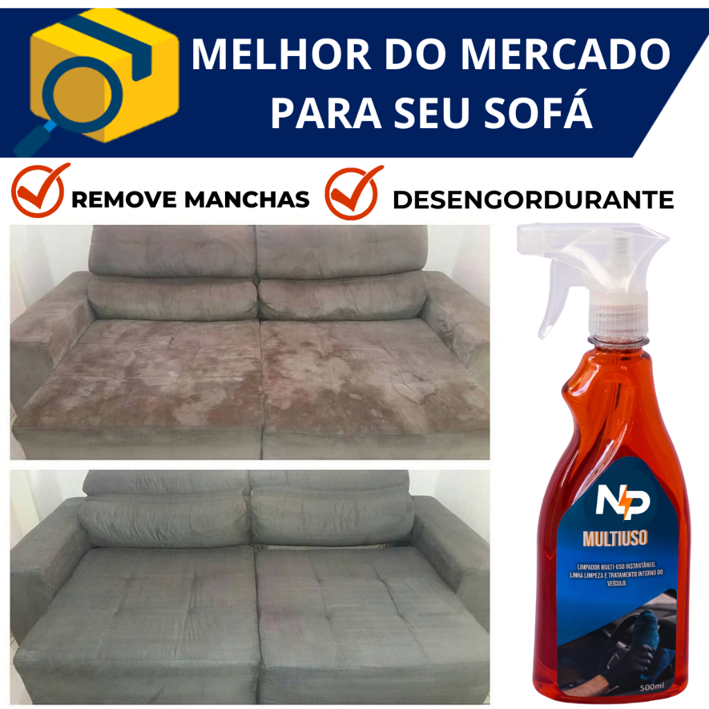 Limpa Estofado Spray Multiuso Perfumado Uso Residencial e Automotivo 500ML Bancos Carpetes New Power