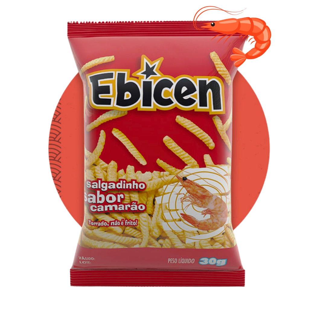 Salgadinho Assado Camarão 30g - Ebicen em Oferta na Shopee