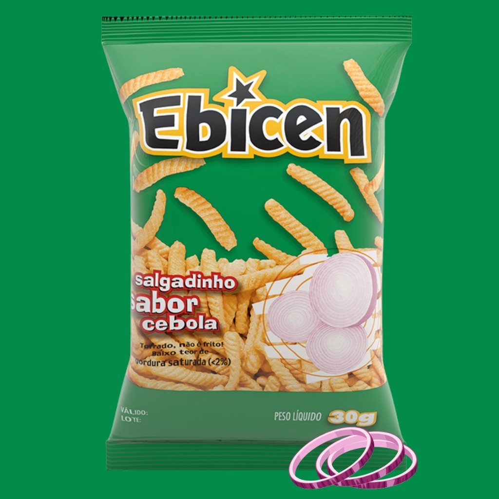 Salgadinho Assado Cebola 30g Ebicen em Oferta na Shopee