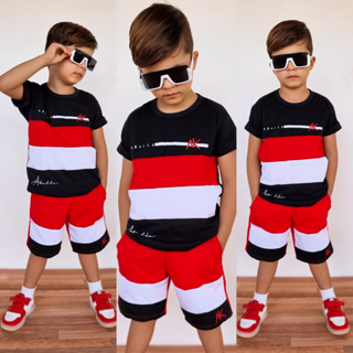Conjunto Infantil Menino Kit Roupa Juvenil Camiseta + Bermuda Top em Oferta na Shopee