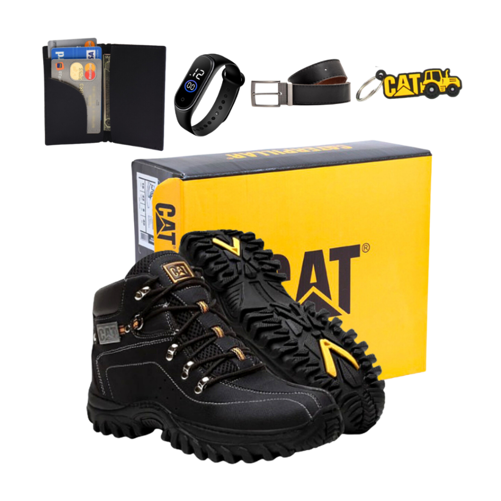 Kit Bota Masculina Caterpillar + Cinto + Carteira+ Relógio em Oferta na Shopee