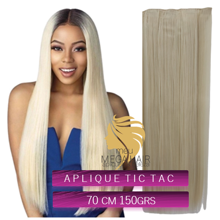 Aplique Cabelo Bio Humano Tic Tac Loiro Claríssimo Liso 70cm 150grs