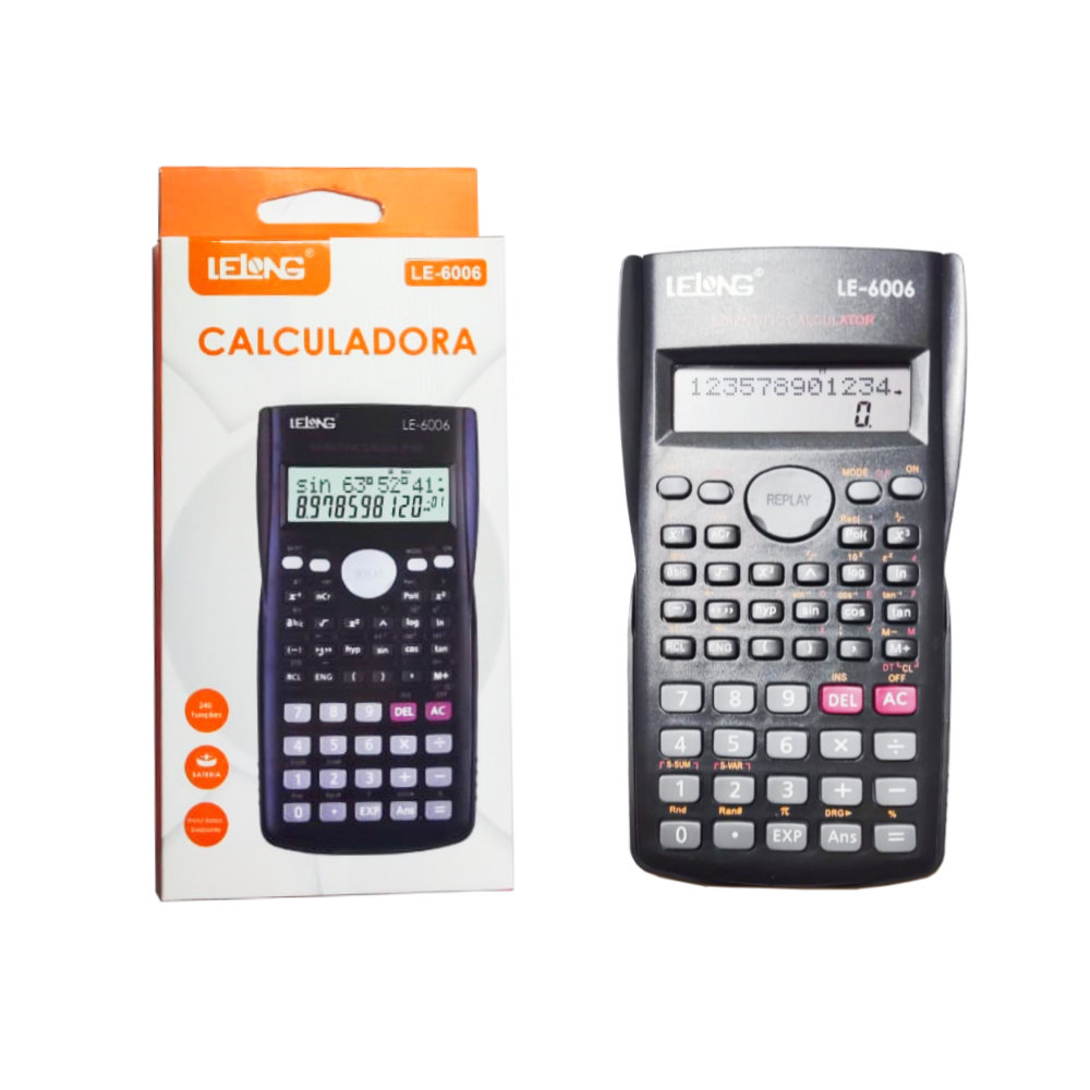 1 / 2 / 3 / 5 Calculadora Científica 240 Funções C/ Capa 12 Digitos Original