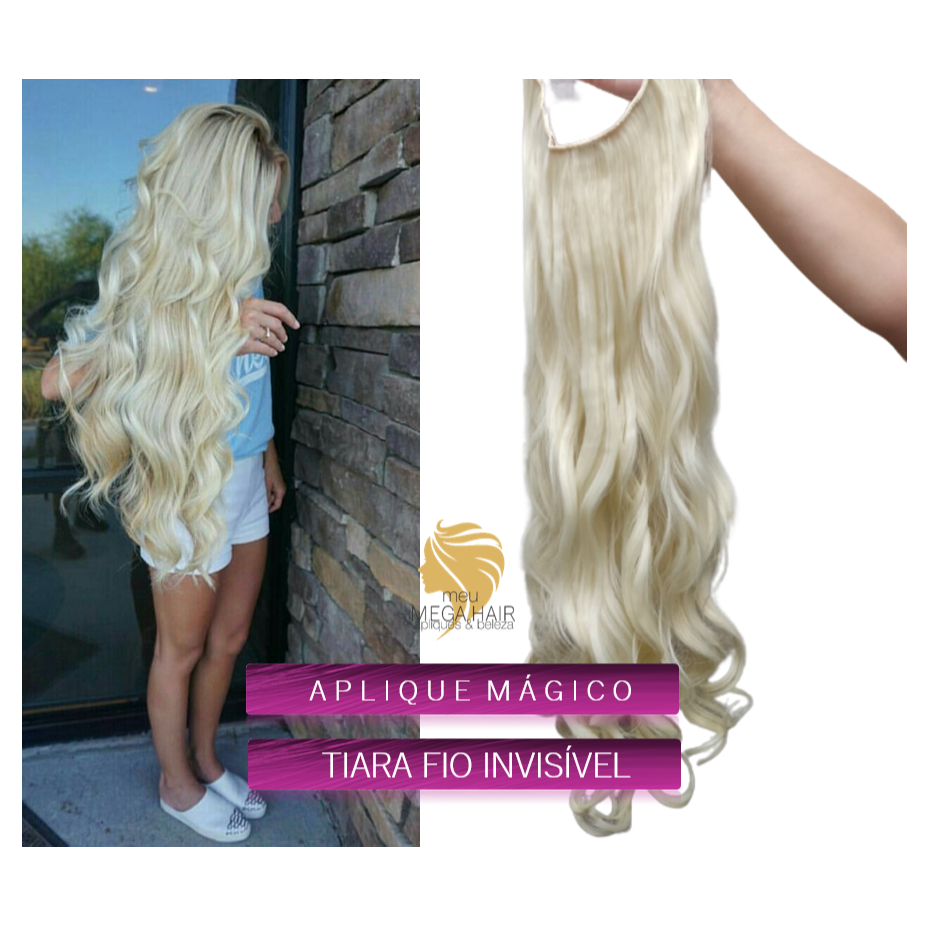 Cabelo Igual Humano Ondulado 613 Loiro Claríssimo 70cm Tic Tac Presilhas Mega