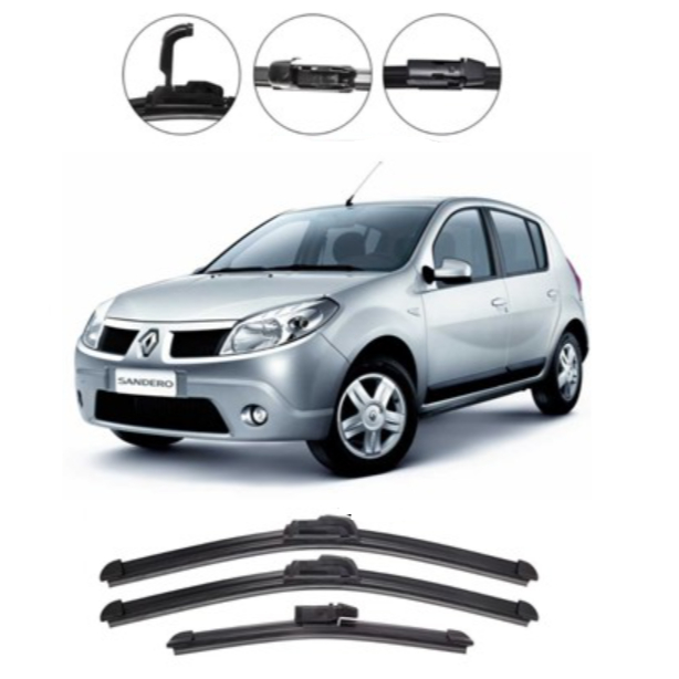 Kit Palhetas Limpador De Parabrisa Dianteiro + Traseiro Renault Sandero 2007 até 2014 em Oferta na Shopee