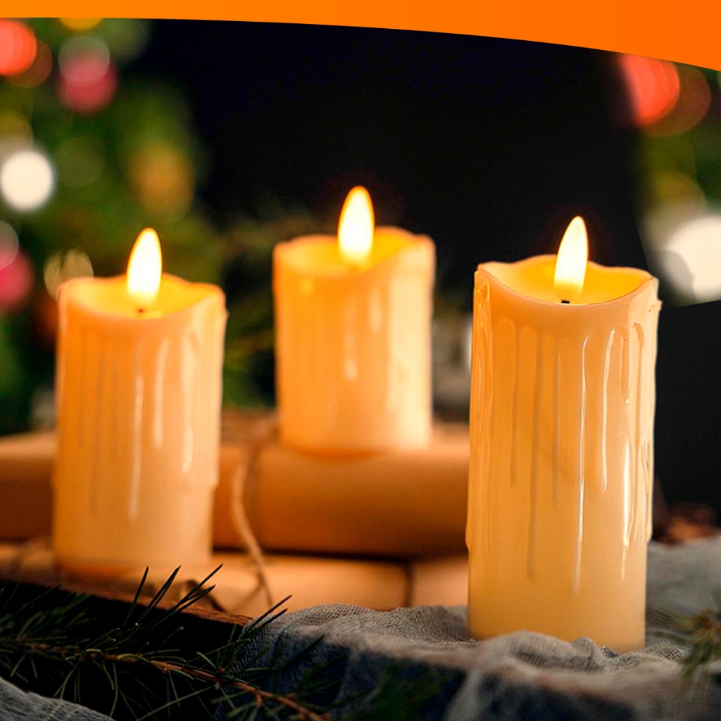 Kit 3x Vela Led Derretida Com Movimento Eletrônica Com Pilha Lampada Decorativa Natal Eventos