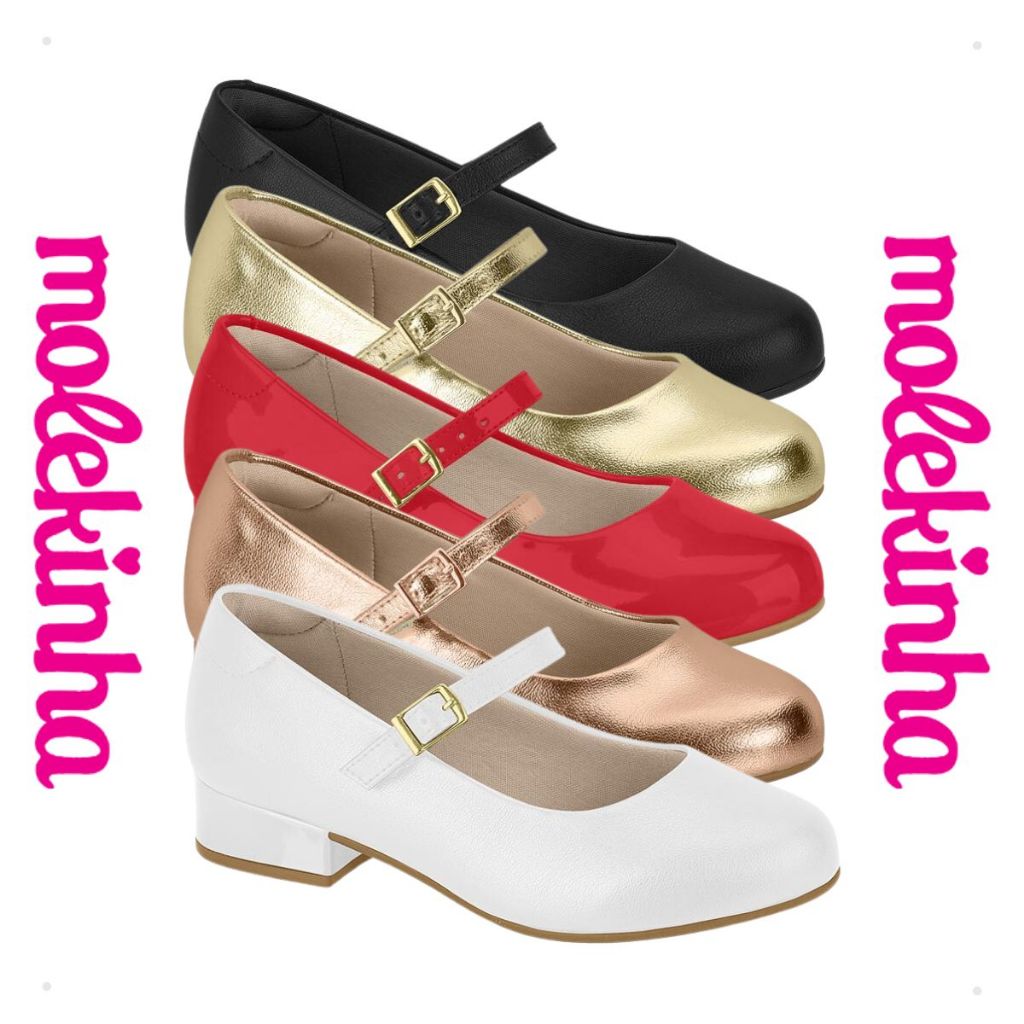 Sapato Infantil Menina Boneca Salto Baixo Festa Moda Original Conforto Fivela