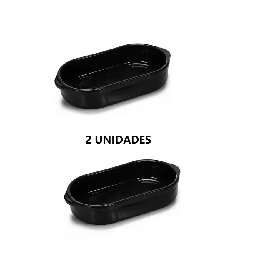 KIT 2 TRAVESSA MARROM 750 ML PLASTICA ALACARTE CERAMICA PORCELANA, GROSSA, RESISTENTE ASSADEIRA OVAL COR BARRO, PORÇÕES