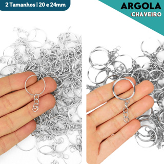 Argola Para Chaveiro Com Corrente - Tamanhos: 20mm / 24mm  - Pacote Com 50 / 100 Unidades - BNVT em Oferta na Shopee
