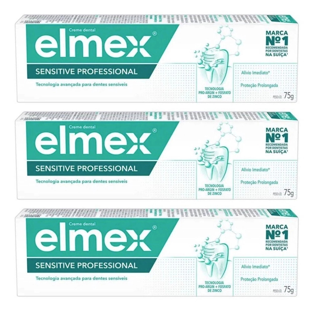 Kit 03un Creme Dental Elmex Sensitive Professional 75g em Oferta na Shopee