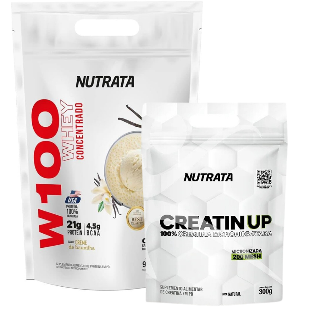 Kit 1x W100 Nutrata Refil 900g + 1x Creatina Monohidratada Up 300g Refil Nutrata 100% pura em Oferta na Shopee