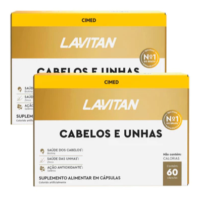 KIT LAVITAN CABELOS E UNHAS 2UNID COM 60CPR em Oferta na Shopee