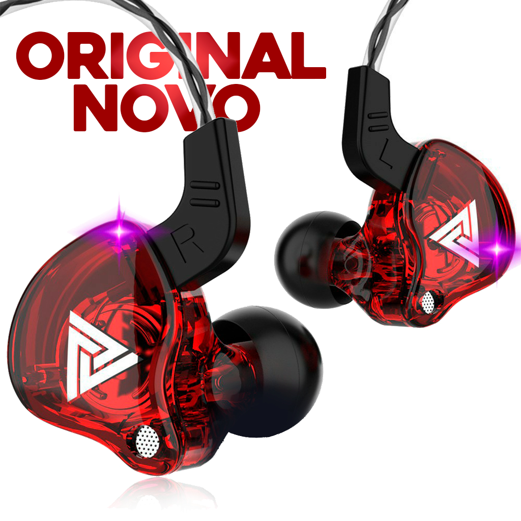 Vermelho Qkz ak6 Fones De Ouvido Com Fio De 3,5mm Fone Estéreo hifi De Cobre Baixo Música De Corrida Jogos Esportivos