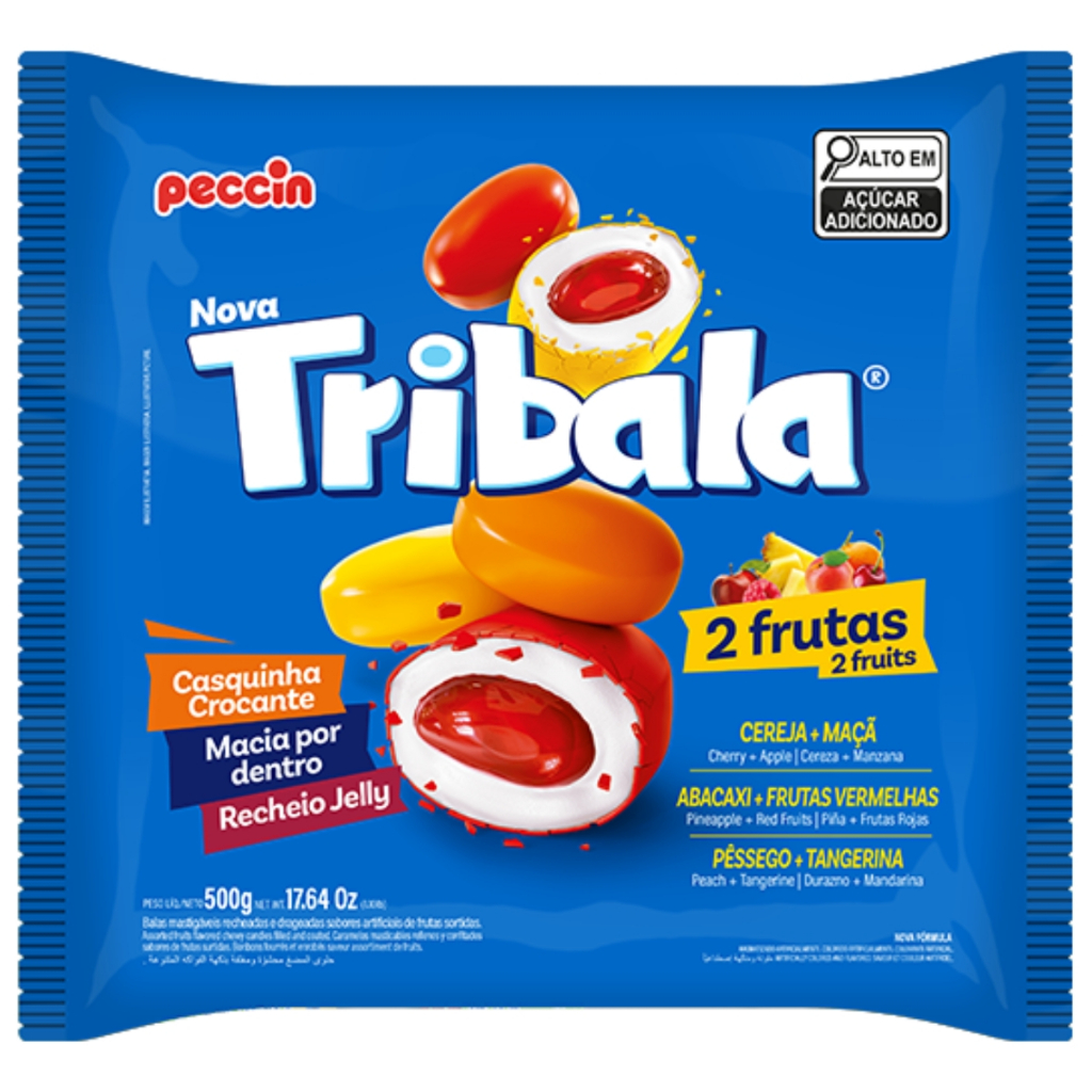 Balas Recheadas Tribala Sabor 2 Frutas 500g Peccin