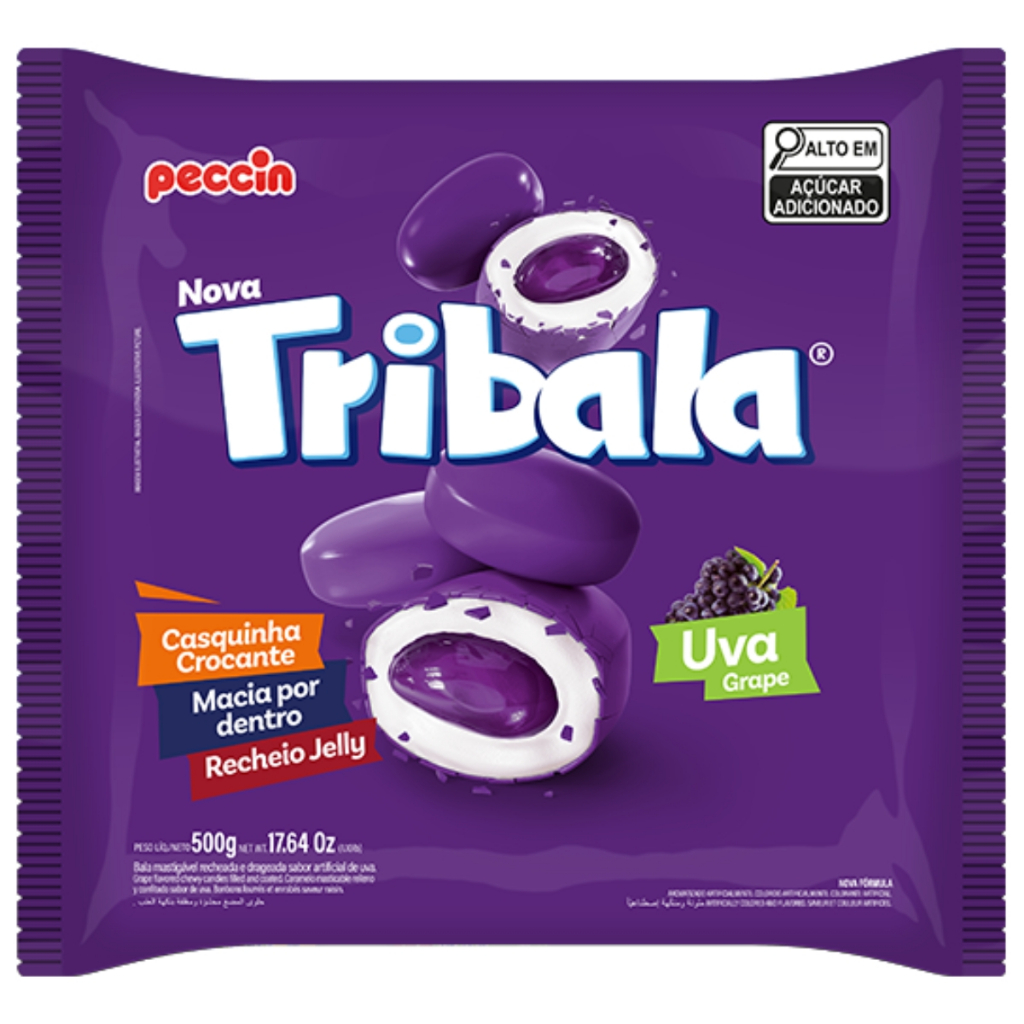 Balas Recheadas Tribala Sabor Uva 500g Peccin em Oferta na Shopee