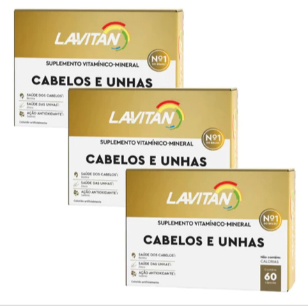 KIT LAVITAN CABELOS E UNHAS 3UN COM 60CPR