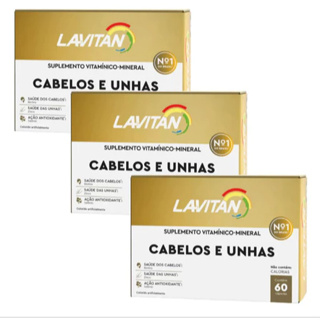 KIT LAVITAN CABELOS E UNHAS 3UN COM 60CPR em Oferta na Shopee