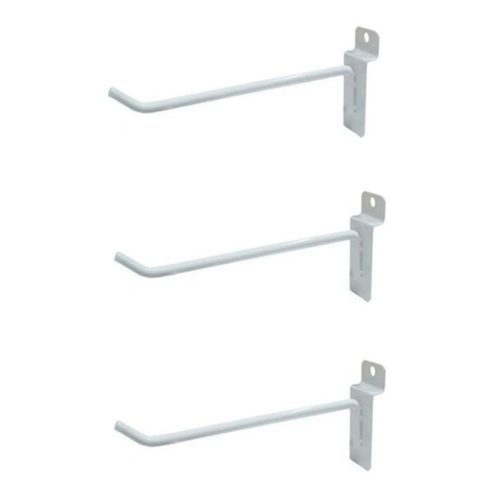 Kit 50 Ganchos Expositores Branco e Preto Para Paineis Canaletado - Todos Os Tamanhos