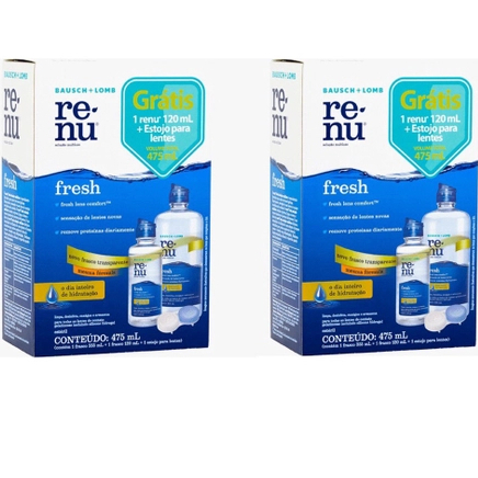 Kit COM 02UNID Renu 475ml + Estojo - Solução de Limpeza Para lentes de Contato