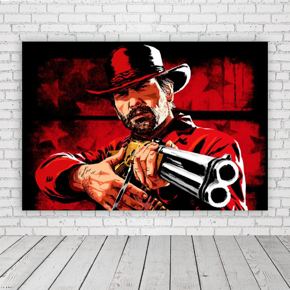 Painel de Festa em Lona 2x2m Personalizado em Lona Fosca - ARTHUR MORGAN RDR2