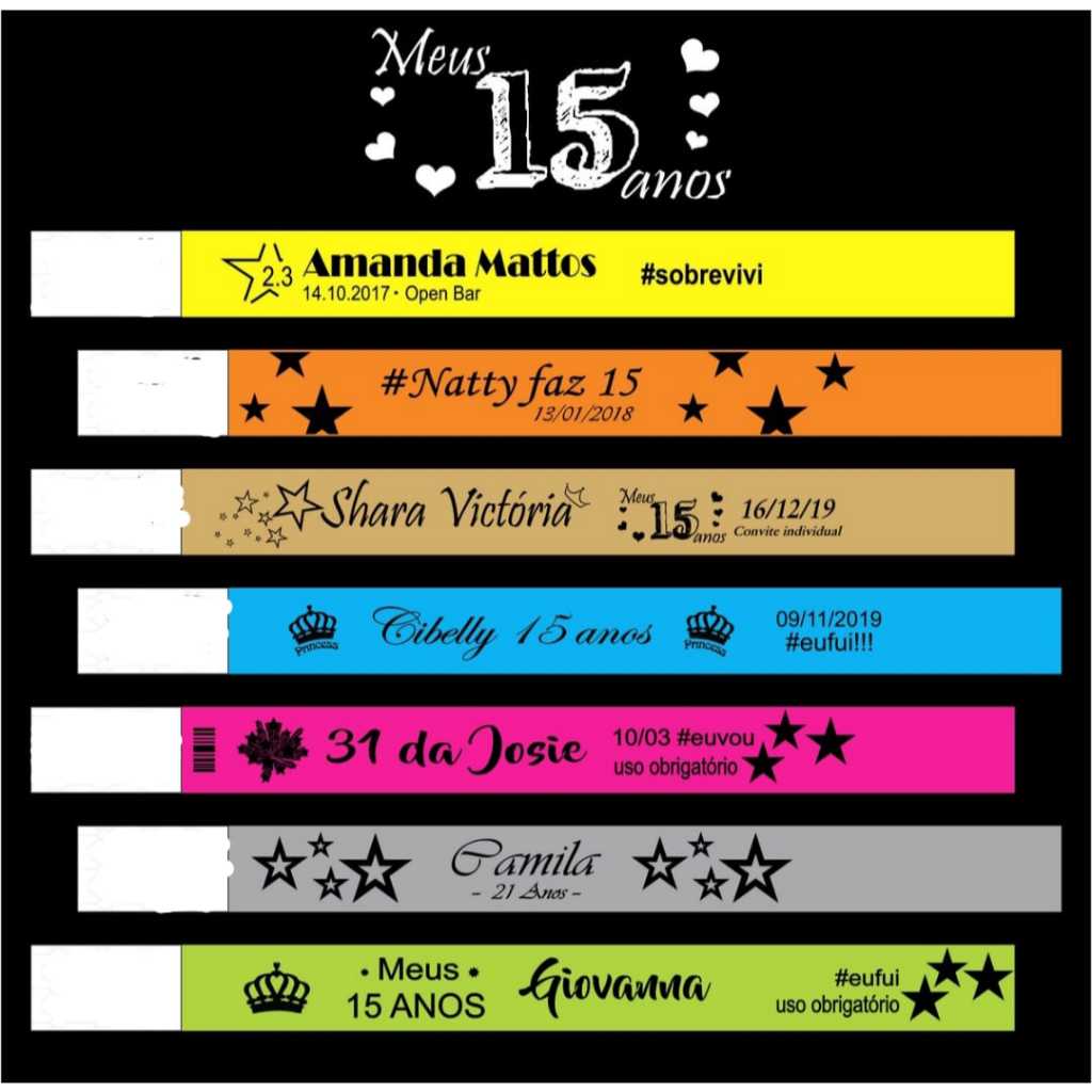 200 Pulseira Personalizada de Identificação em Tyvek para Casamentos Aniversários Festa Shows Evento