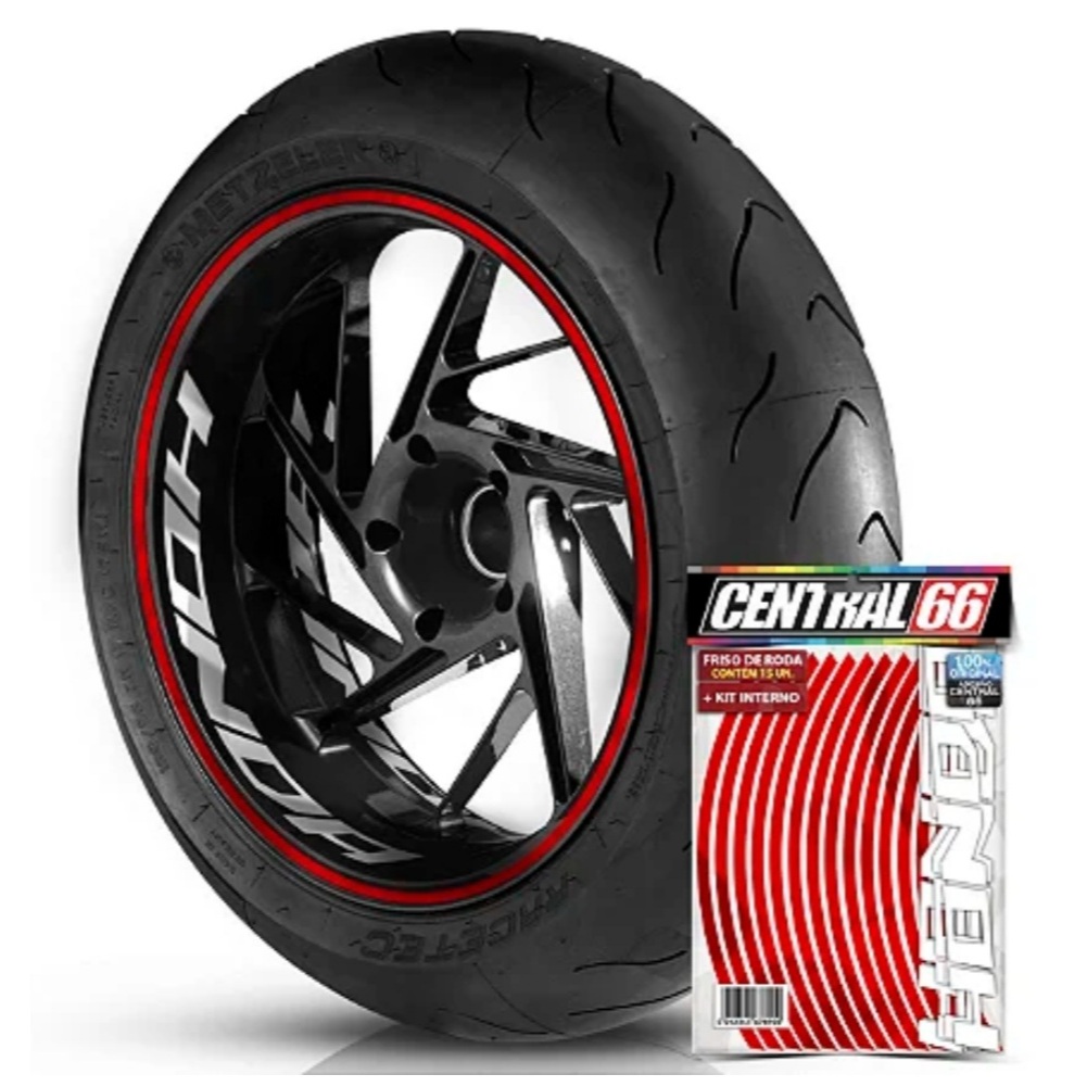 Friso Refletivo Adesivo Roda Interno G Honda Cb 300f Twister Vermelho