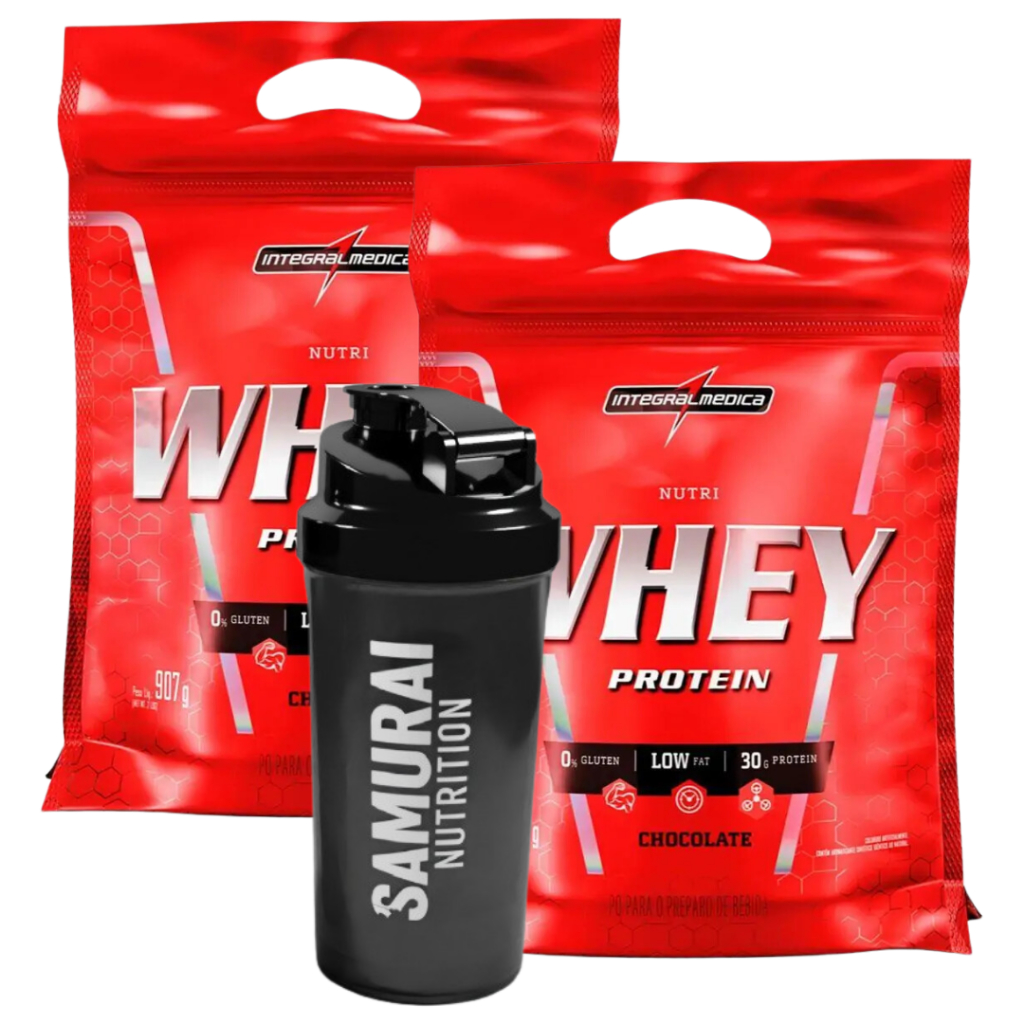 Kit 2 Nutri Whey 900g Refil Integral Médica + 1 Coqueteleira em Oferta na Shopee