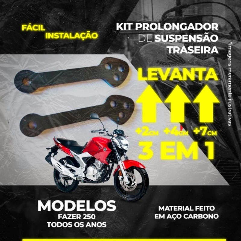 Kit prolongador de amortecedor traseiro da fazer 250 até 2017 erguer moto suspensão em Oferta na Shopee