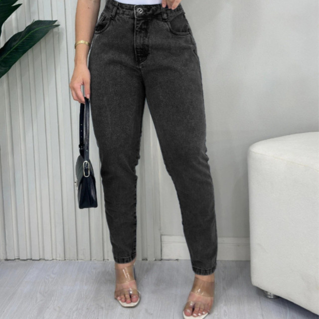 Calça Jeans MOM Grafite 100% Algodão Premium