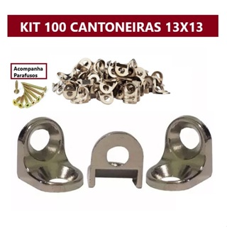 Cantoneiras Para Moveis 13x13 Niquelada C/ 100 Peças - Cadeirinha Cromada + Parafusos em Oferta na Shopee