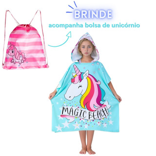 Roupão Poncho atoalhado de verão menina de unicórnio