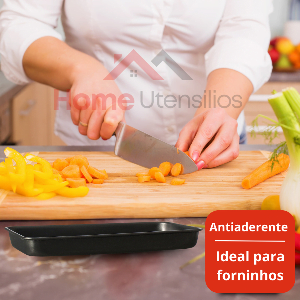Detalhes do Forma Assadeira Antiaderente Retangular Teflon Compatível Com Forno Fornilho Elétrico