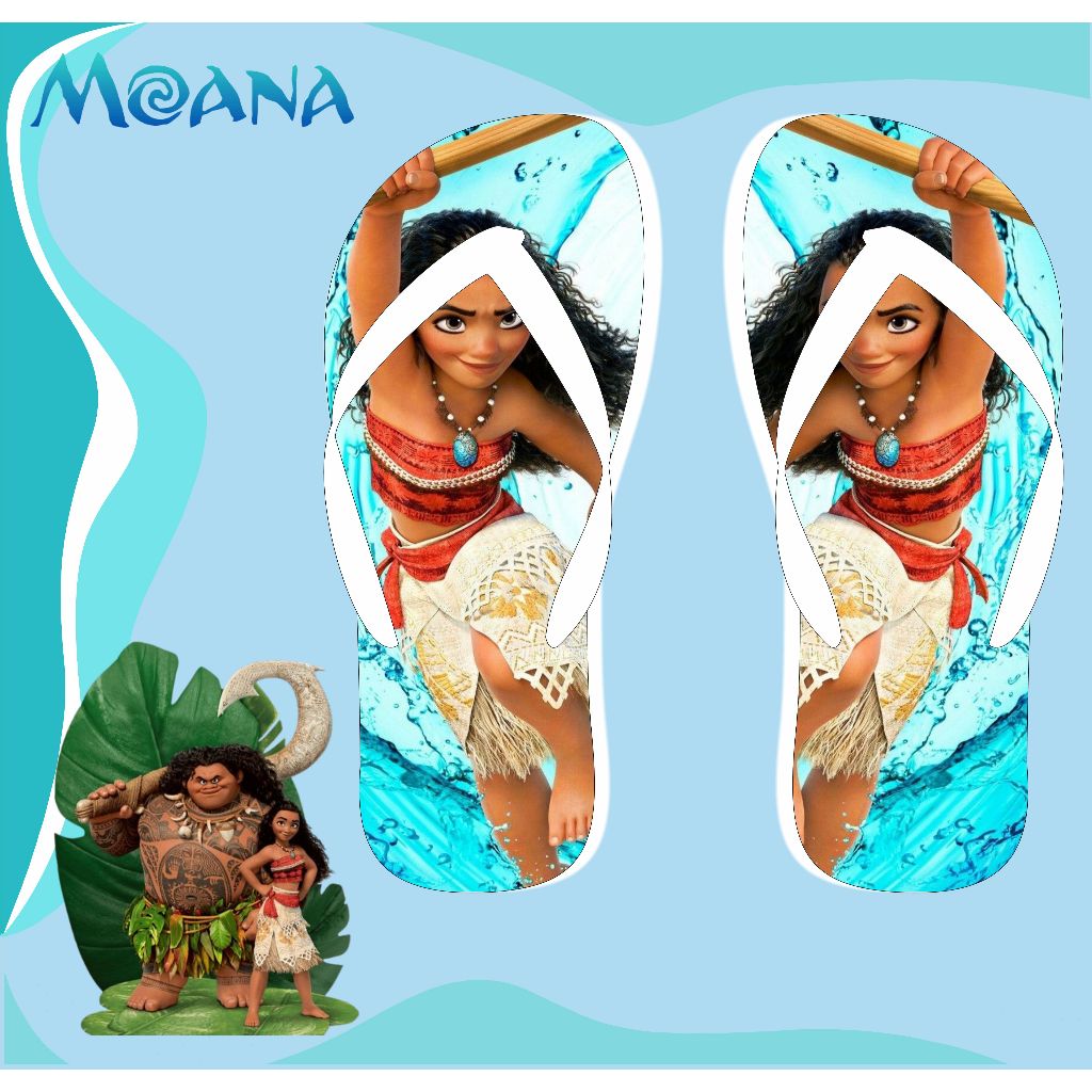 Sandalia Chinelo Moana Personalizado Moana 2 Personagem Desenho Infantil Adulto