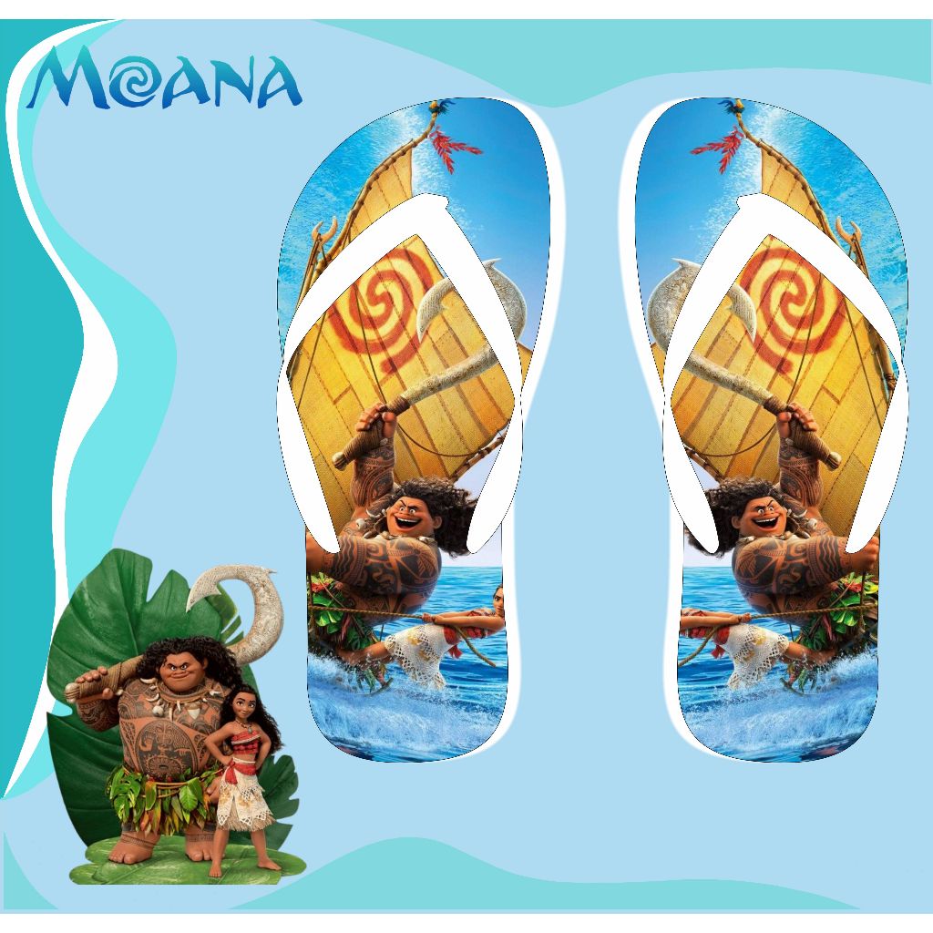 Sandalia Chinelo Moana 2 Personalizado Moana Personagem Desenho Adulto Infantil