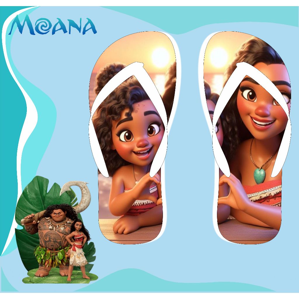 Chinelo Sandalia Moana 2 Personalizado Moana Personagem Desenho Filme Adulto Infantil