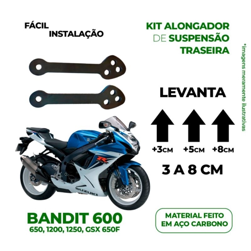 Prolongador suspensão traseira bandit 650,1250,1200,GSX 650f erguer altura moto