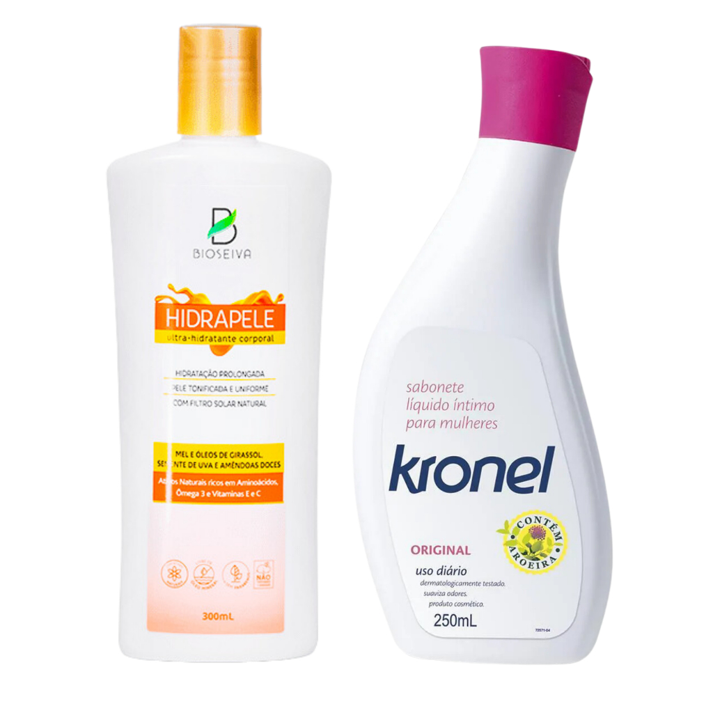 Kit Sabonete Íntimo Kronel 250mL + Creme Corporal Hidrapele BioSeiva 300mL - Hidratação e Proteção