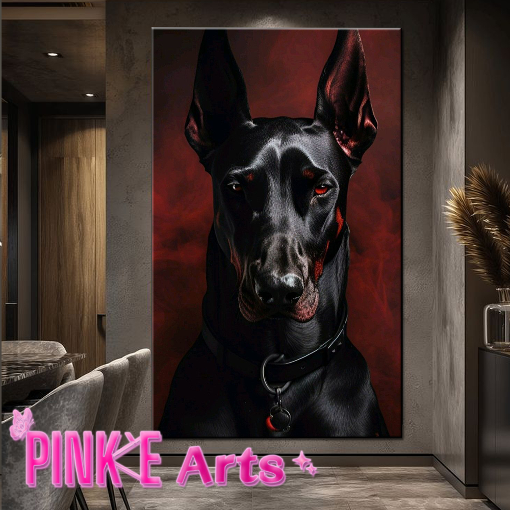 QUADRO DECORATIVO PEÇA ÚNICA CACHORRO DOG DOBERMAN DECORAÇÃO INTERIOR PLACA MDF 4K FULL HD