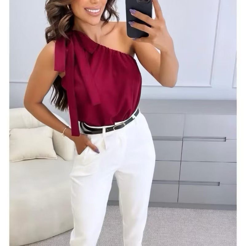 Blusinha mula manca / nula manga com laço lateral tamanho M/G