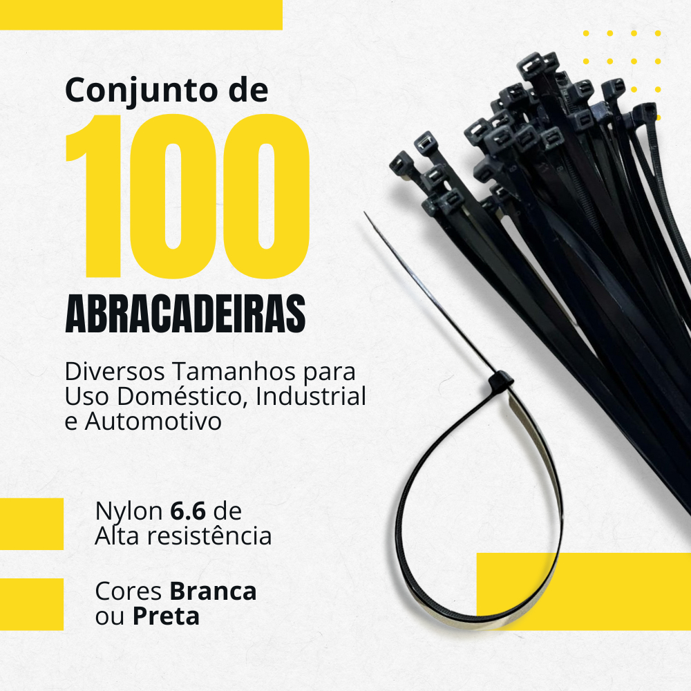 Kit 100 Abraçadeiras de Nylon Tipo Hellerman Enforca Gato Preto/Branco - Várias Medidas em Oferta na Shopee