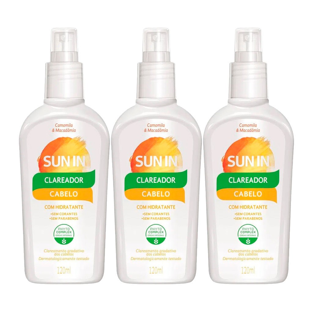 Kit 3 Phytoervas Sun In Spray Clareador Dos Cabelos E Hidratante Capilar 120ml