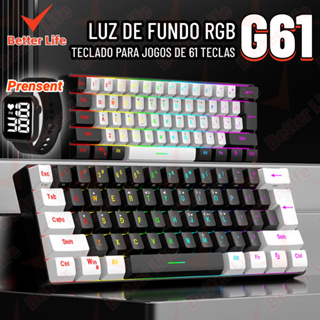 Teclado para jogos com fio 61-Key RGB Backlight Mini Compact USB-C Cabo de alimentação plugável em Oferta na Shopee