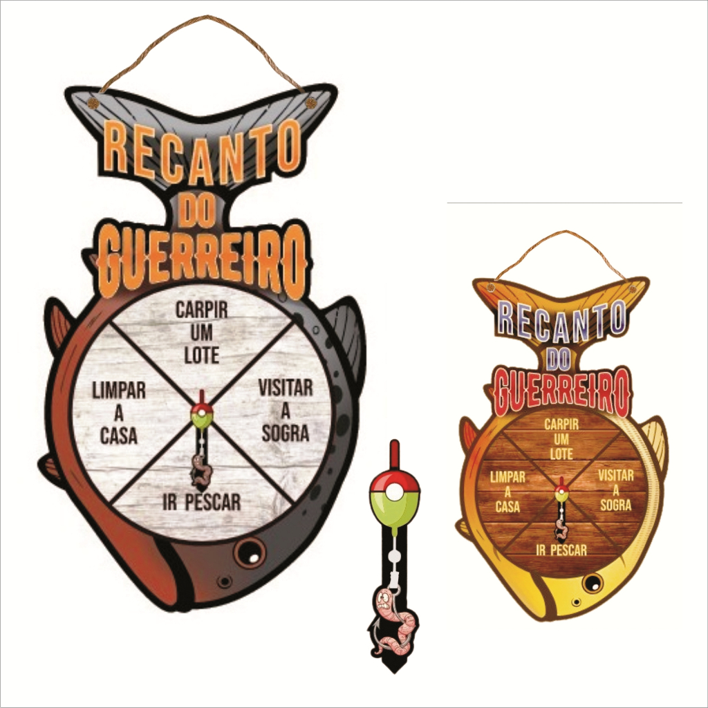 Placa Decorativa de Parede com Ponteiro Giratório- Recanto do Guerreiro - Ir Pescar em Oferta na Shopee