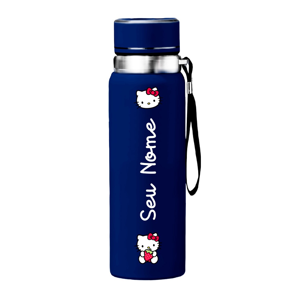 Garrafa Térmica de Aço Inox 800ml VACUUM CUP Personalizada da Hello Kitty com Nome [G-103]