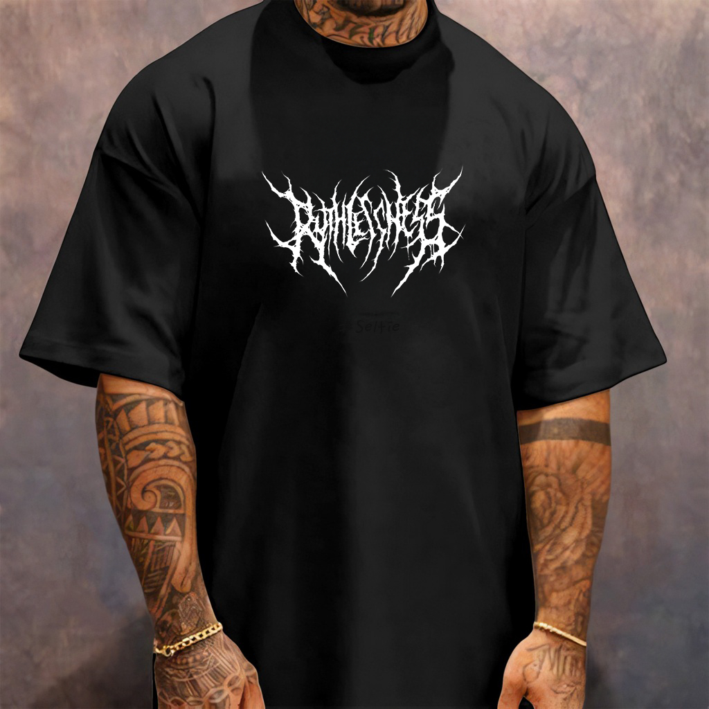 Camiseta Oversized Streetwear Masculina Gola Alta Camisa Americano Estilo de Rua Branca e Preta