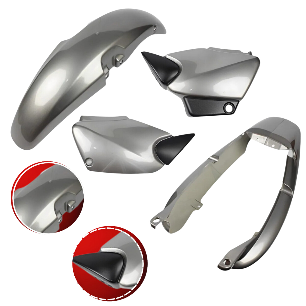 Kit Carenagem Roupa Completo Titan 125 Prata 2000 até 2003 Tampa Lateral + Rabeta + Paralama Dianteiro Com Brilho em Oferta na Shopee