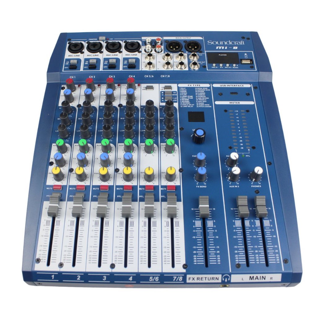 Mesa de Som Soundcraft MI-8 Profissional 8 Canais Com Efeito